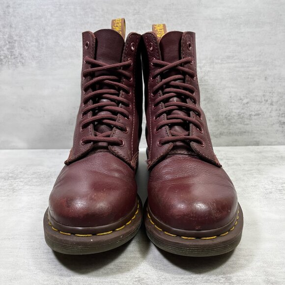 Dr Martens 1460 Pascal Virginia Leather Boots - Women's Size 7 - Burgundy - Picture 3 of 10